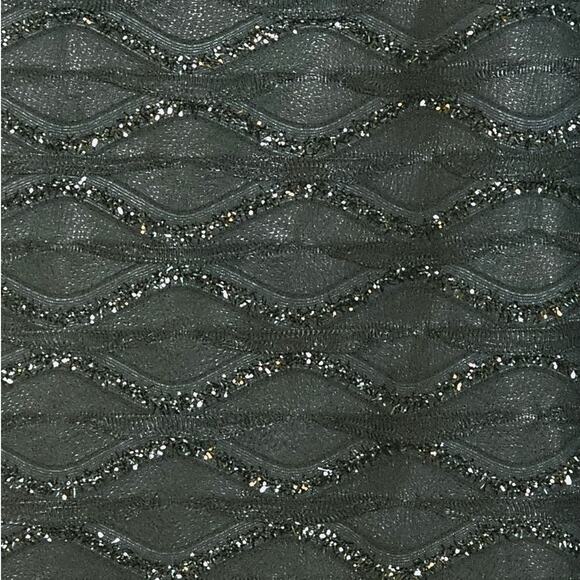 Connected Apparel Black Formal Long Party Dress with Short Flutter Sheer Sleeves - Picture 5 of 7